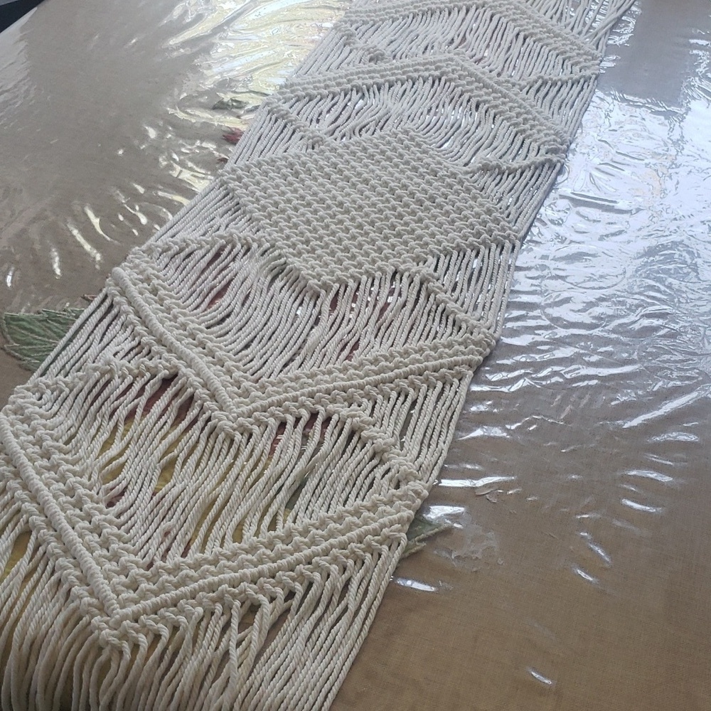 Macramé Boho White Runner Table New